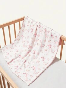 Cozy Pixies 3 件装棉质柔软彩虹心形婴儿襁褓套装（毯子+帽子+头带）