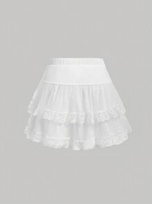 SHEIN MOD 白色大尺碼女裙,有褶邊擺 - 白色 - 查看 2
