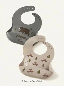 Cozy Pixies 2 pcs Baby Feeding Silicone Bibs For Solid Foods - Multicolor - View 1