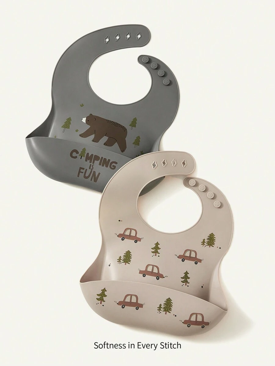 Cozy Pixies 2 pcs Baby Feeding Silicone Bibs For Solid Foods - Multicolor - View 1