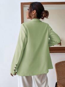 Chiquease Blazer à manches longues et décoration de boutons pour femmes, Autres - Vert - Voir 2