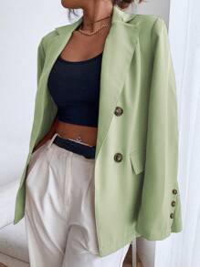 Chiquease Blazer à manches longues et décoration de boutons pour femmes, Autres - Vert - Voir 8