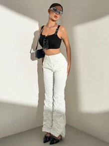 SHEIN Unity Pantalones plisados de moda con sentido de diseño