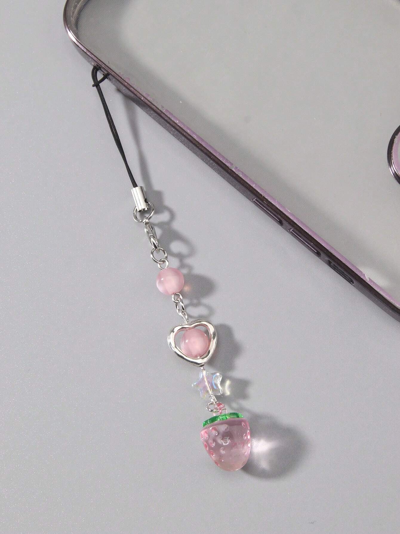 【VVV】Teen Pink Beaded Heart Toggle Necklace▲STRAYKIDS着用 Strawberry Bead Necklace With Bowknot & Cross Goth Pink