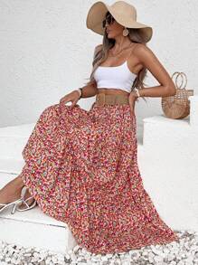 EURMUSE Floral Print A-Line Skirt - Multicolor - View 7