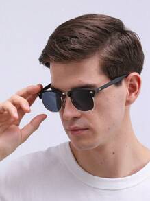 POLASUP 1 pezzo Occhiali da uomo con montatura in metallo misto, lenti in policarbonato con rivestimento a specchio e sfumatura di colore, stile fashion per l estate, la spiaggia, i viaggi, vintage classico per vacanze estive al mare, all aperto, viaggi
