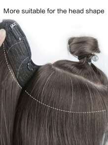 4 片装长波浪夹式接发合成耐热一体式假发黑色女士假发 - 黑色 - 查看 7