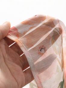 DAZY Áo sơ mi dáng rộng tay dài in hoa, bèo nhún và dây buộc, thích hợp cho kỳ nghỉ của nữ. - Hồng - Xem 8