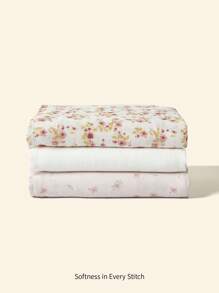 Cozy Pixies 3-Pack Oeko-Tex Certified Baby Floral Bamboo Muslin Swaddle Blankets, Breathable