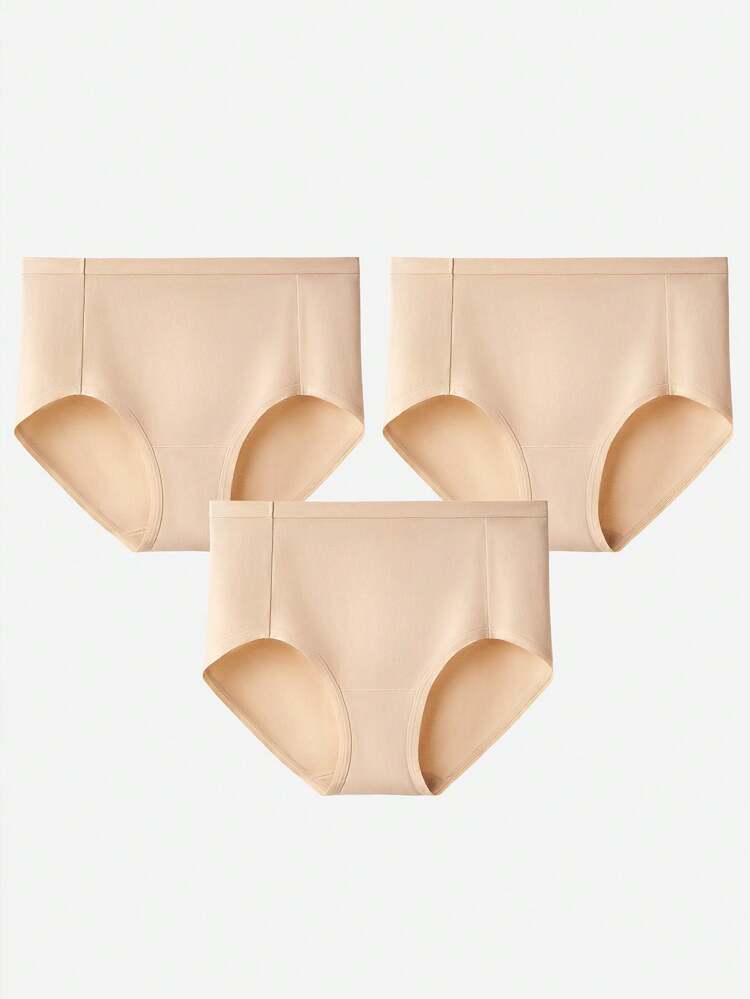 3-Pack Airy Cotton Basics High Waist Briefs Women Underwear Panties Set-All Nude Also Suitable For Teen Girl & Young & Kid