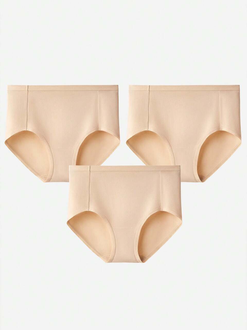 3-Pack Airy Cotton Basics High Waist Briefs Women Underwear Panties Set-All Nude Also Suitable For Teen Girl & Young & Kid