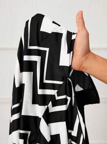 SHEIN Lady Women Summer Wide-Leg Wave Striped Printed Halter Jumpsuit With Neck Strap