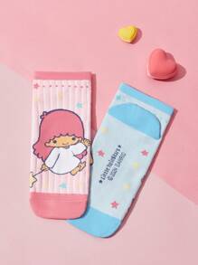 HELLO KITTY AND FRIENDS | SHEIN 3雙女性卡通圖案短襪 - 彩色 - 查看 10