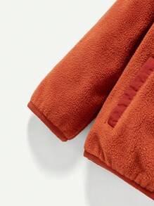 Baby Boy Letter Graphic Zip Up Jacket - Rust Brown - View 3