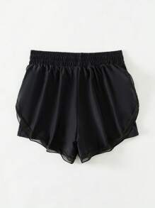Swim SPRTY Summer Beach Ladies' Solid Color Elastic Waist Beach Shorts - Black - View 8