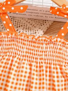 SHEIN 寶寶女孩春夏季休閒可愛格紋3D毛巾刺繡胡蘿蔔裝