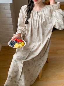 DAZY 女士花卉印花圓領睡衣裙