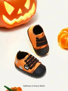 Cozy Pixies 可愛和樂趣萬聖節拉設計嬰兒平底運動鞋 - 橘色 - 查看 2