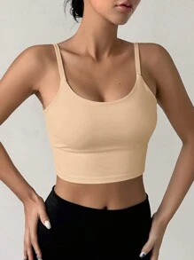 DAZY Ladies Fashion Solid Color Sports Bra - Apricot - View 3