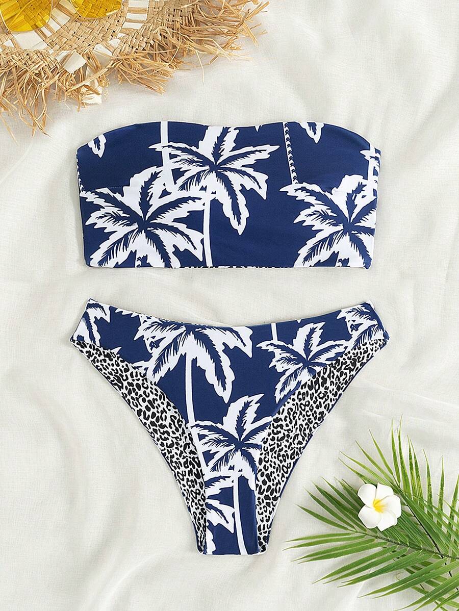 Swim Vcay Set Bikini Cây Dừa & Da Báo Đi Biển Mùa Hè - Nhiều màu - Xem 1