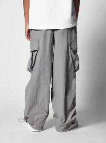 SUMWON Tween Girls Comfy Straight Fit Cargo Pant With Drawcords - Grey - View 4