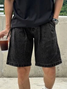 DAZY Men Loose Fit Casual Denim Shorts - Black - View 3