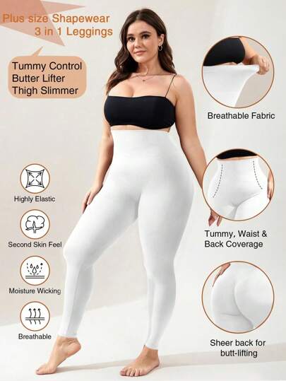 Plus Size Women High Waist Soft Butt Lifting Slimming Leggings
