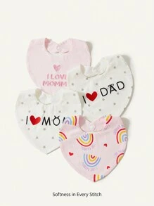 Cozy Pixies Cozy Cub 4pcs Heart Baby Bandana Drool Bibs