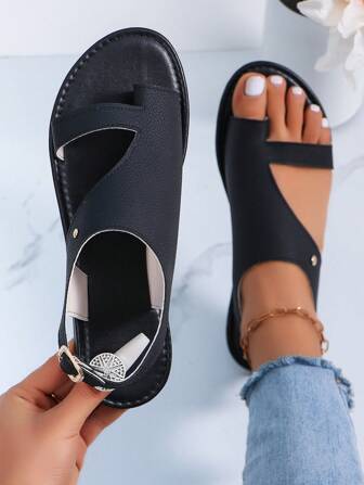 Women Black/Gold/Silver Thong Flat Sandals Slippers Solid Color Open Toe Anti-Slip Slippers, For Outdoor And Indoor
