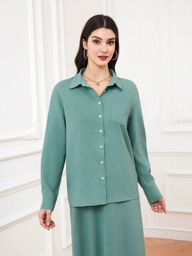 Women's Solid Color Cami Dress & Shirt Two-Piece Set 2 Piece Set
