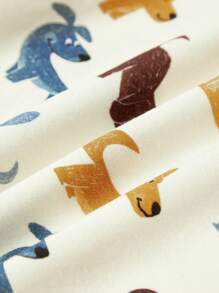 Cozy Pixies 4入組嬰兒男童短袖卡通動物印花上衣和短褲套裝 - 卡其色 - 查看 15