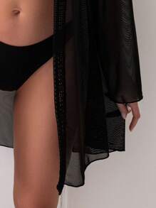 Swim Basics Women's Summer Beach Vacation Long Sleeve Sheer Kimono