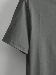 Camiseta informal de manga corta y cuello redondo con estampado de letras para hombres, para el verano - Gris - Ver 5