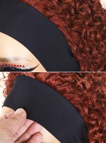 Kinky Curly Headband Wig Rose Red Color Human Hair Wig With Head Band Affordable Hair Replacement He - S33D - View 5