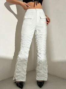 SHEIN Unity Pantalones plisados de moda con sentido de diseño