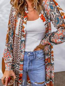 Áo sơ mi nữ Nút phía trước Bộ lạc Boho - Nhiều màu - Xem 5