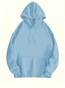 INAWLY 女式字母印花休闲宽松套头运动衫，带抽绳长袖，长袖上衣 - 藍色 - 查看 2