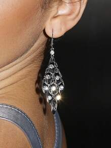 SHEIN ICON Women's Creative Rhinestone Decorated Earrings