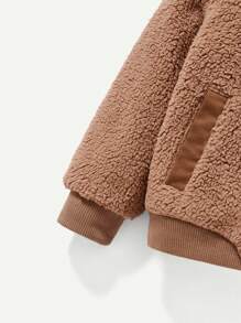 Baby Boy Button Front Teddy Bomber Jacket,In Fall/Winter