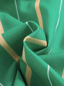 SHEIN Baby Boy Striped Short Sleeve Shirt With Lapel Collar And Casual Shorts Set