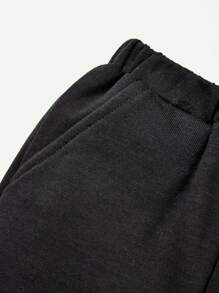 Cozy Pixies Baby Boy Striped Letter Graphic Hoodie & Sweatpants - Black and White - View 5