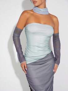 Hauture Women Color Block Splicing Fashionable Dress - Multicolor - View 5