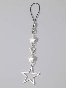 ROMWE Goth Y2k Sweet Bowknot Pink Heart & Star Pendant Phone Lanyard, Bag Ornaments, Diy Summer Gift