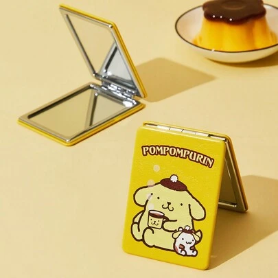 HELLO KITTY AND FRIENDS | SHEIN 1pc Pudding Dog Portable Folding Mirror,Regular Mirror And 2X Magnifying Glass, High-Definition Mirror Glass For Easy Makeup Check, Suitable For Students, Office Workers, Women And Men
