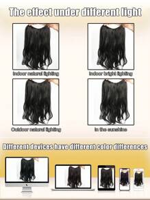 4 片装长波浪夹式接发合成耐热一体式假发黑色女士假发 - 黑色 - 查看 9