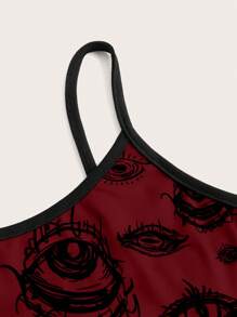 ROMWE Grunge Punk 女式朋克风格眼睛印花吊带背心，学校