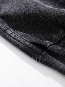 男士趣味大卫印花落肩短袖宽松休闲T恤 - 黑色 - 查看 5