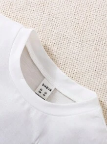SHEIN Conjunto de falda plisada de unicolor para niña con patrón de osito de dibujos animados en la parte superior de manga corta, para el verano - Rosa - Ver 5