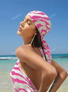 Zebra Print Sexy Spaghetti Strap Backless Split Dress For Women