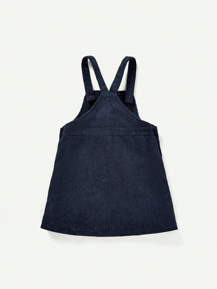 Baby Girl Butterfly Print Tee & Pocket Front Cord Pinafore Dress